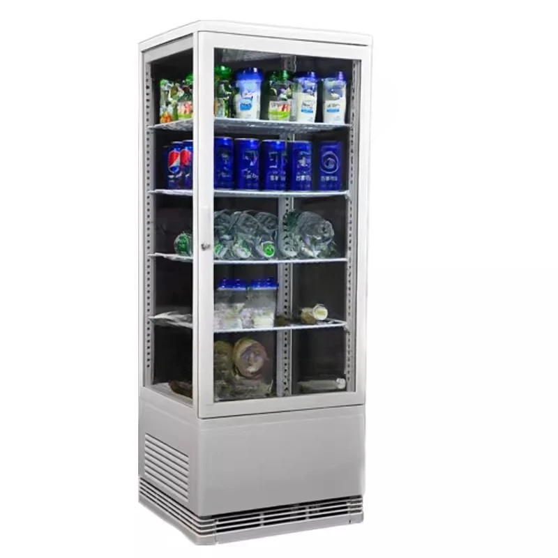 78L air-cooled commercial four-sided transparent glass refrigerated display cabinet desktop refrigerator vertical cooked food