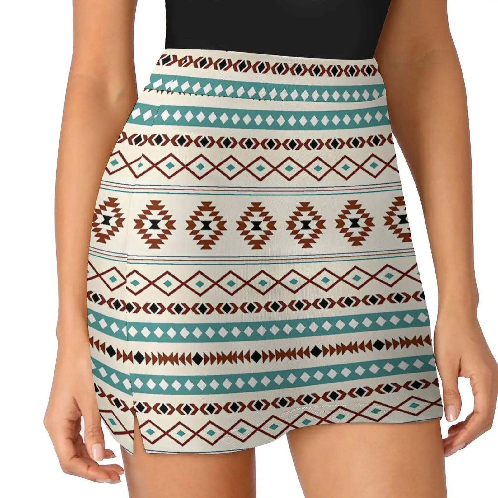 Aztec Art Skirt Retro Print Modern Mini Skirts Spring High-waisted Design Y2K Casual Skirt Large Size