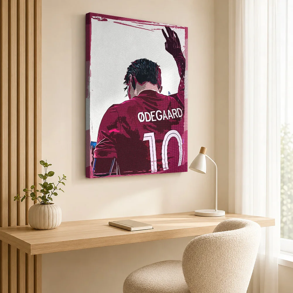 Martin Odegaard Soccer Jersey Canvas Print Poster Collector Style Wall Art With Personalized Photo For Games Room Ideal Fan Gift