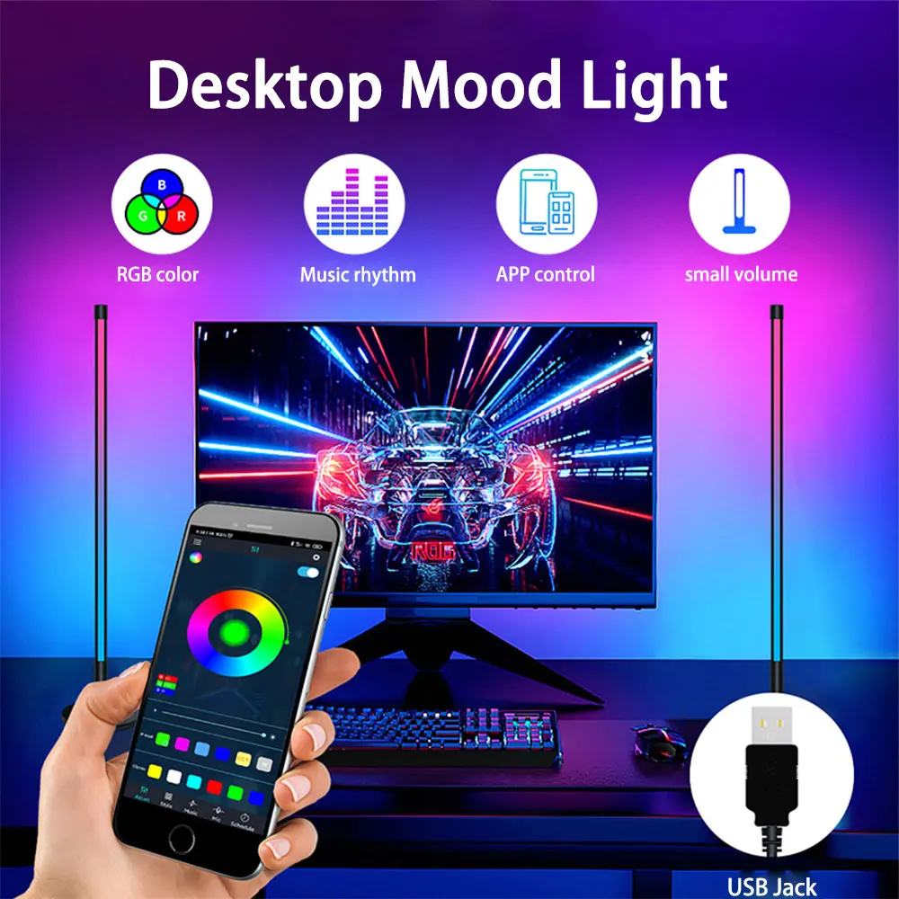 MUCAI RGB Music Sound control LED light app control Pickup Voice Activated Rhythm Lights color Ambient desktop bar Ambient Light