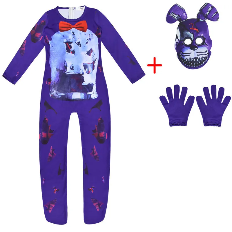 Fancy Halloween Costume for Kids Five Nights Freddyed Jumpsuit Cosplay Nightmare Bonnie F-Fnaf Freddy Anime xtmas Gift for Kid