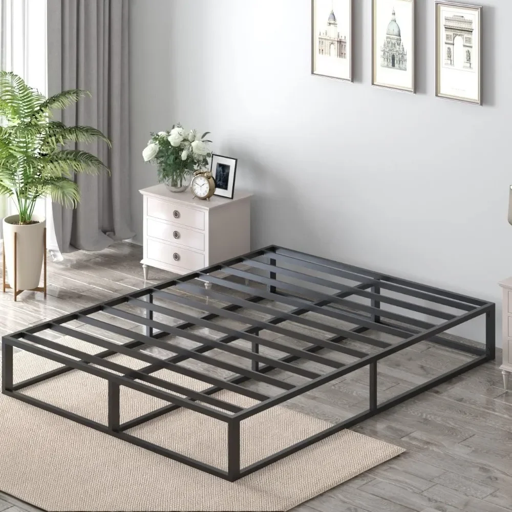 10 Inch Full Size Bed Frame With Steel Slat Support,Low Profile Full Metal Platform Support Mattress Foundation