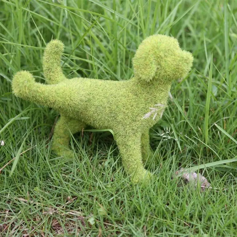 

Outdoor Courtyard Green Fuzzy Dog Statues Artificial Moss Grass Puppy Animal Figurines Sculptures Decor C5AD