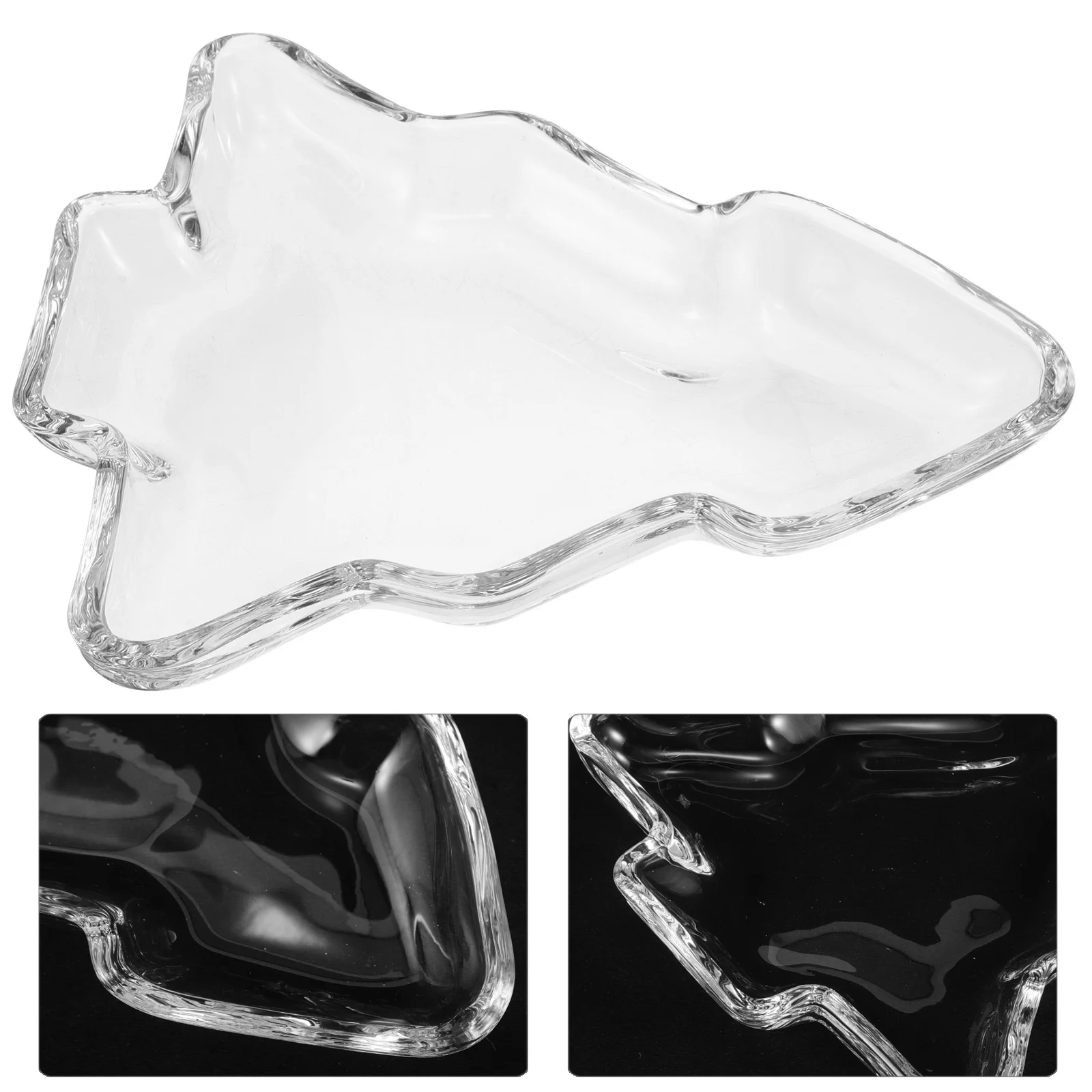 

Crystal Glass Fruit Plate Christmas Tree Design Large Capacity Holiday Snack Tray Party Serving Platter Fruit Plate Transparent