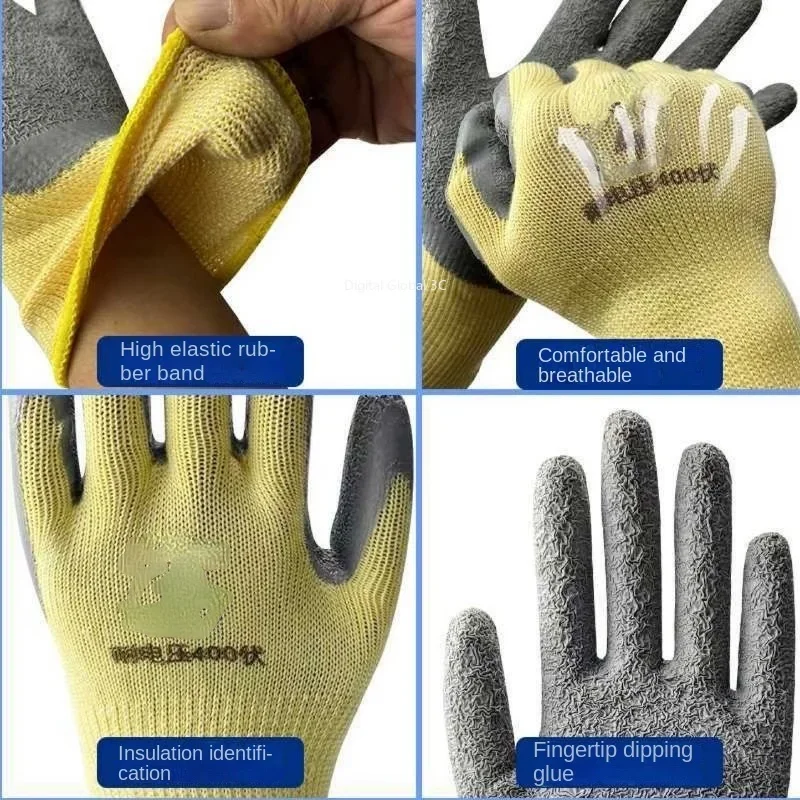 Guantes aislantes de 400v, protección de seguridad antielectricidad, trabajo de electricista de goma, antideslizantes, protección para viajes