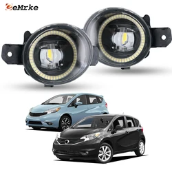 Pair Led Angel Eye DRL Daytime Running Light Car Fog Lamp Head Lights for Nissan Note, Versa Note E12 2013 2014 2015 2016