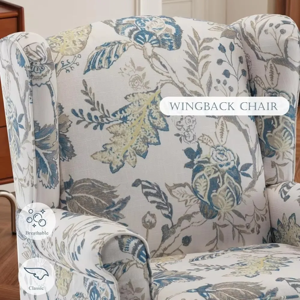 Floral upholstery chairs, high-back upholstered armchairs, casual single armchairs for living rooms, bedrooms, home offices