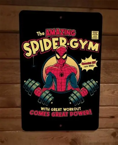 1 pcs,The Amazing Spider Gym 8x12 Metal Wall Sign Poster Comics