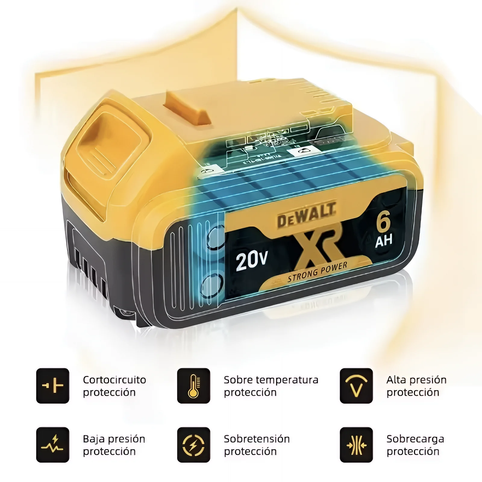 Dewalt DCB206 2-Pack Battery 20V Max XR 6Ah ليثيوم أيون قابلة للشحن بديل لأدوات الطاقة الكهربائية اللاسلكية