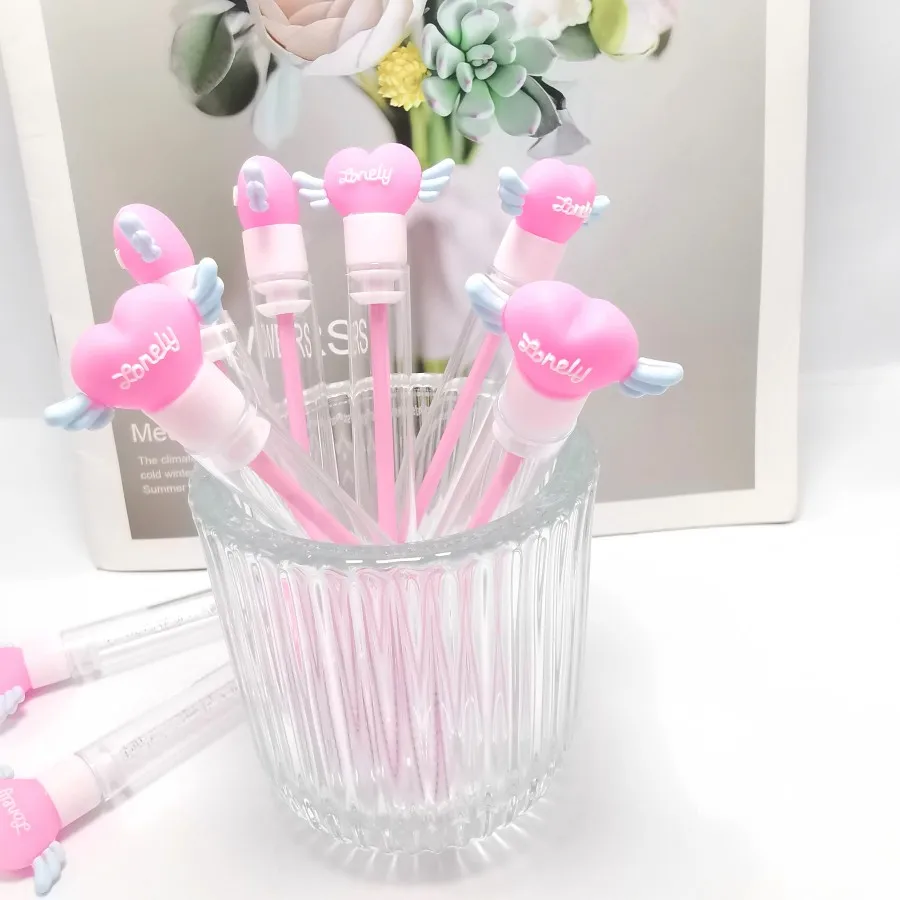 Atacado forma de coração asa de anjo escova de cílios tubo de cristal rímel varinha tubos maquiagem pente sobrancelha escova portátil rímel escova