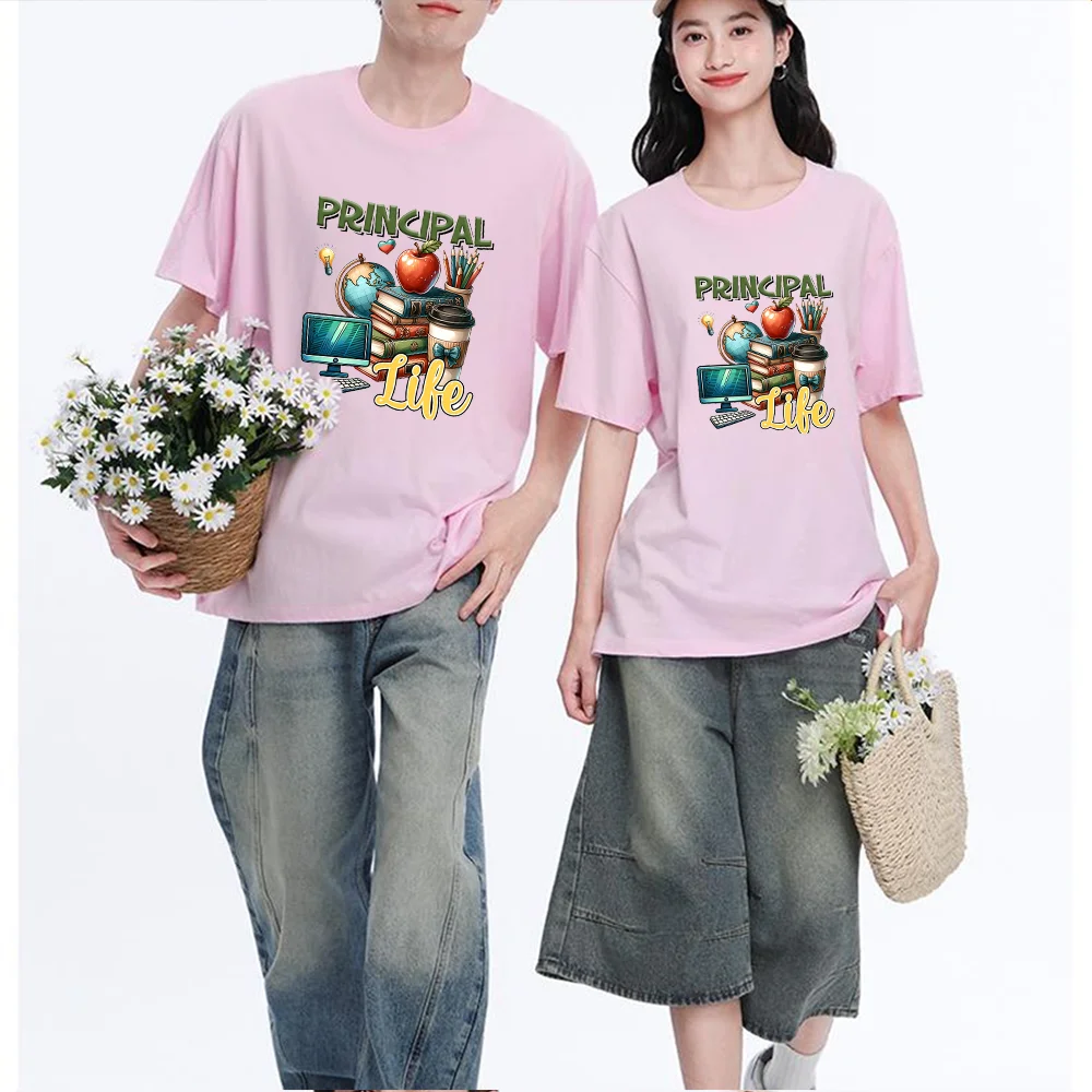 Principal Life Graphic Printed T Shirt Breathable Fabric Unisex Fit Personalized Custom T Shirt Casual Short Sleeve Tee Aestheti