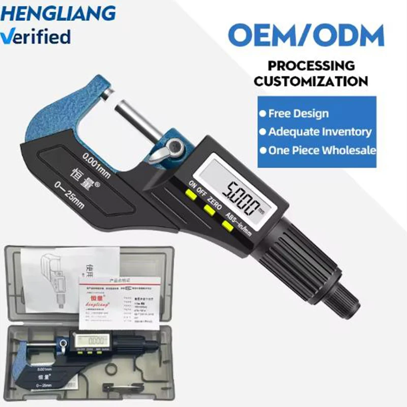 High-Precision 0.001mm Digital Micrometer Enabled No Engraved Lines Electronic Spiral Micrometers Outside Diameter Measurement