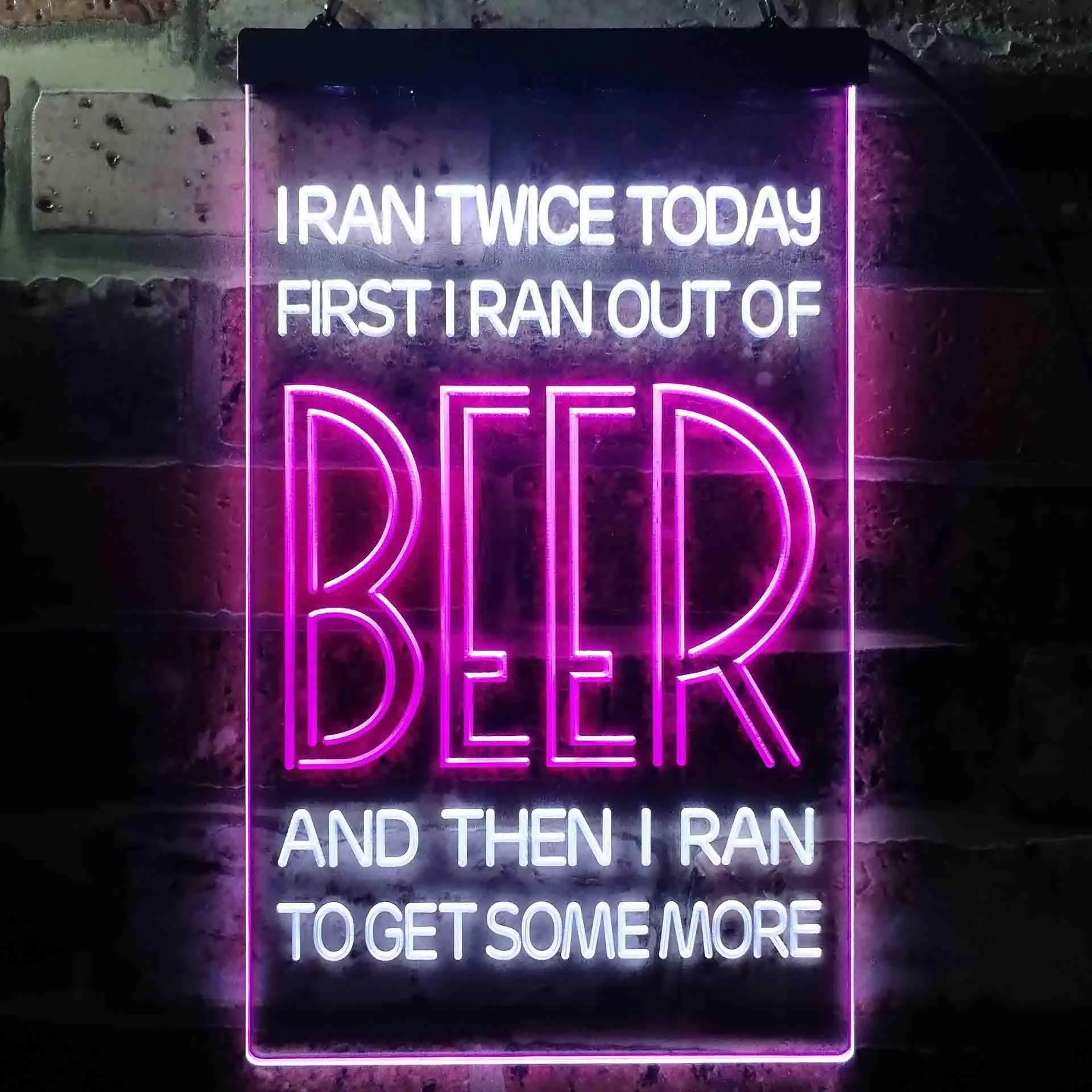 I Ran Twice for Beer. Humor Dual Color Led Neon Sign st6-i3544