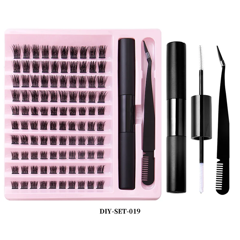 DIY Lash Extension Kit Lash Clusters With Waterproof Strong Hold Lash Bond Seal Eyelash Tweezers Lash Cluster Kit False Eyelash