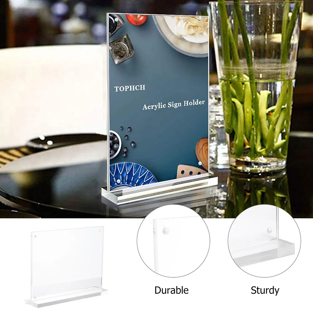 

1Pcs Acrylic Advertising Display Holder Table Stand Horizontal Sign Holder for Price Tags Menu Photos Durable Practical