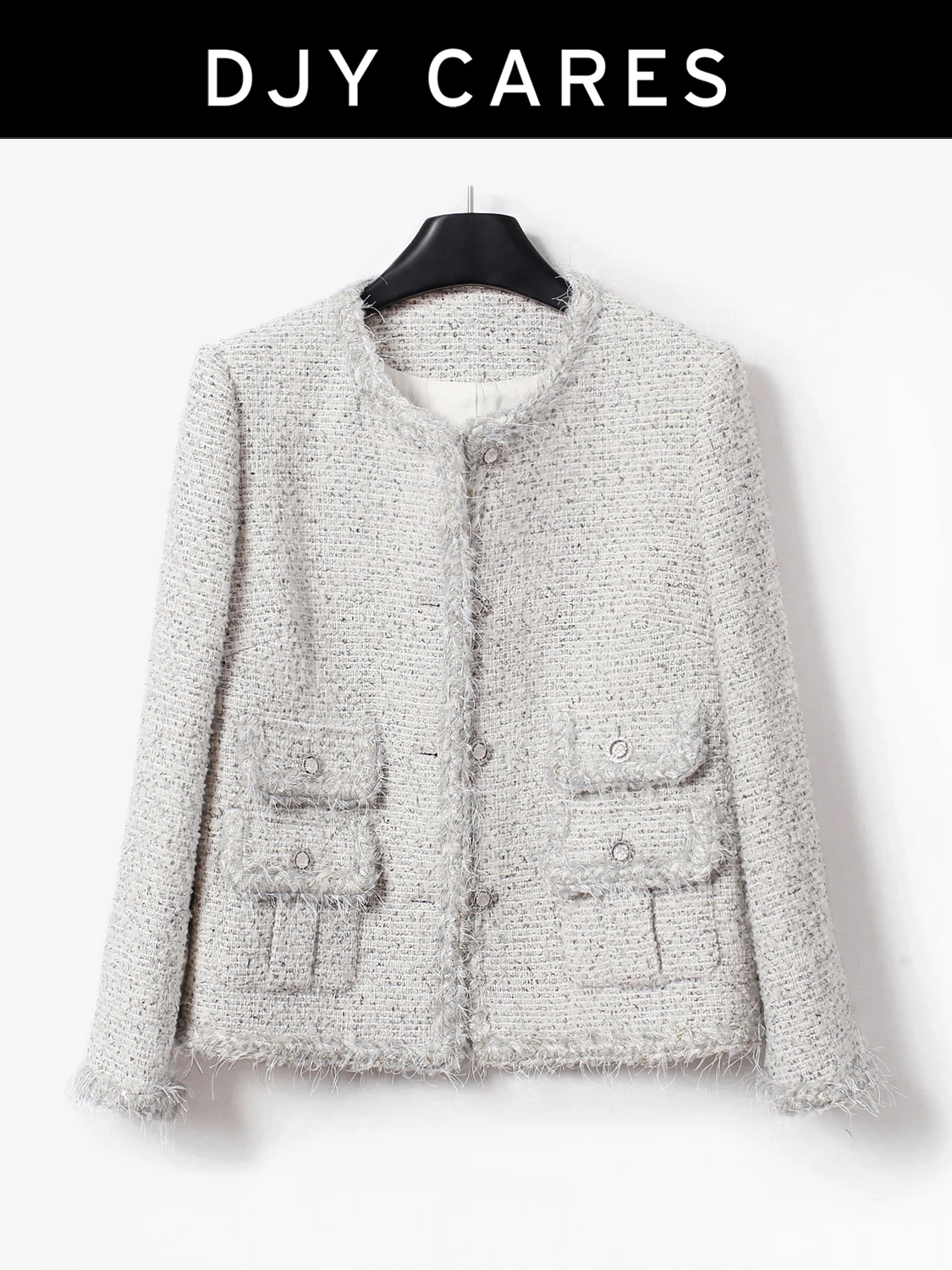 

New DJY Coarse tweed pocket tassel jacket