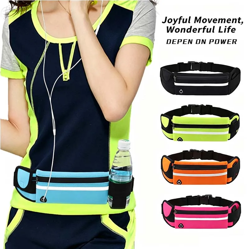 Sports Waist Belt Bag Built-in Reflective Strip Multifunctional Waterproof Pouch for Water Bottle Cell Phone Running Fitness Use