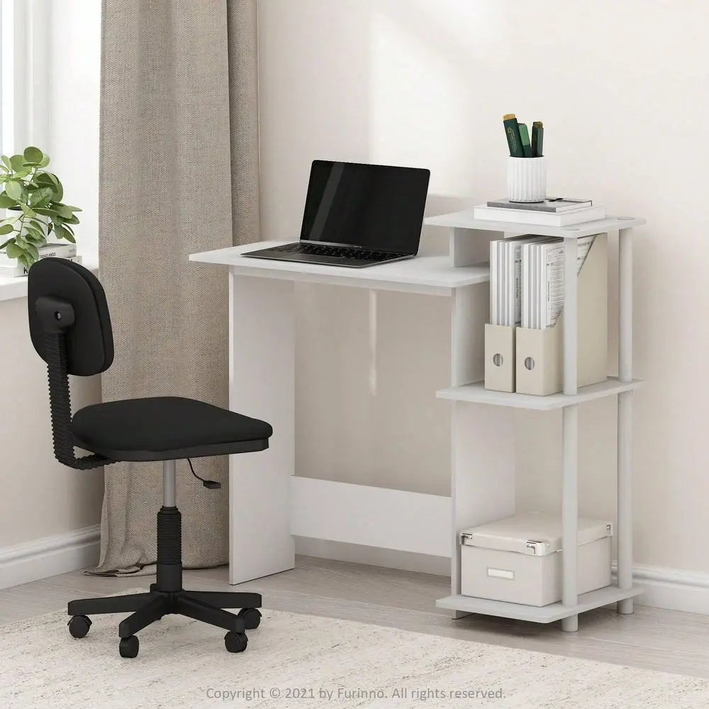 

Home Laptop Notebook Computer Desk With Square Side Shelves, Desk For Students, Clear Computer Desk, Desk Set For Studying, Bla