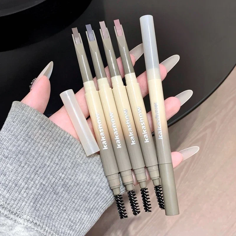 Ultra Fine Double-ended Eyebrow Pencil With Eyebrow Brush Waterproof Sweat-proof Long Lasting Professional Eye Makeup For Women