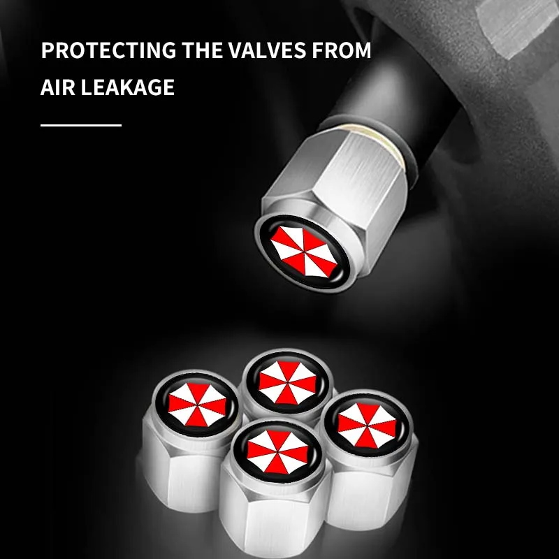 5Pcs Aluminum Alloy Car Valve Caps Dust Covers Rim Accessories For Umbrella Corporation Logo Automobiles Car Accessories