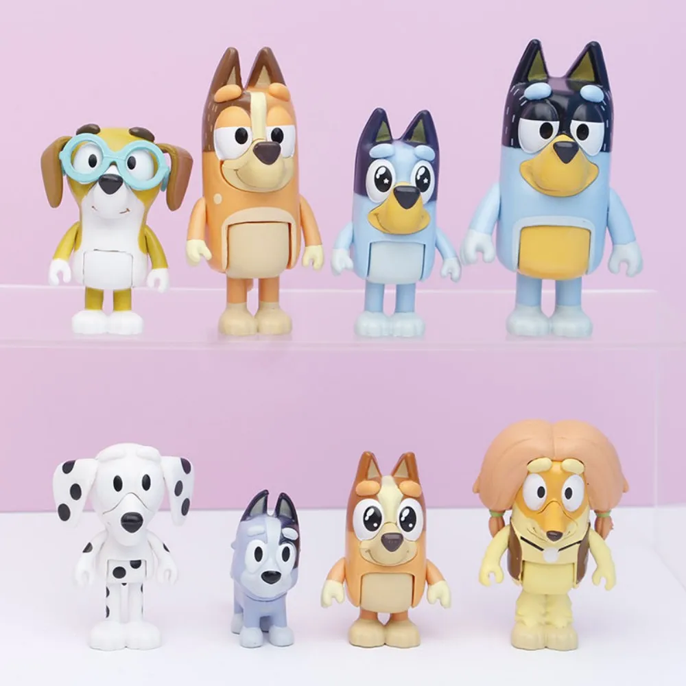 

Набор из 8 фигурок Bluey Family 2-го поколения: подвижные куклы-щенки для автомобиля, модель-сюрприз в яйце