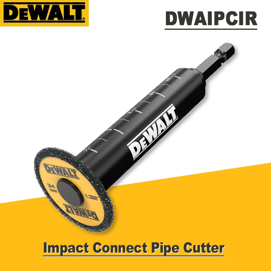 DEWALT (DWAIPCIR) Impact Connect Pipe Cutter, 1/4 Hex Drive PVC Inside Pipe Cutter, Diamond Grit Cutting Wheel