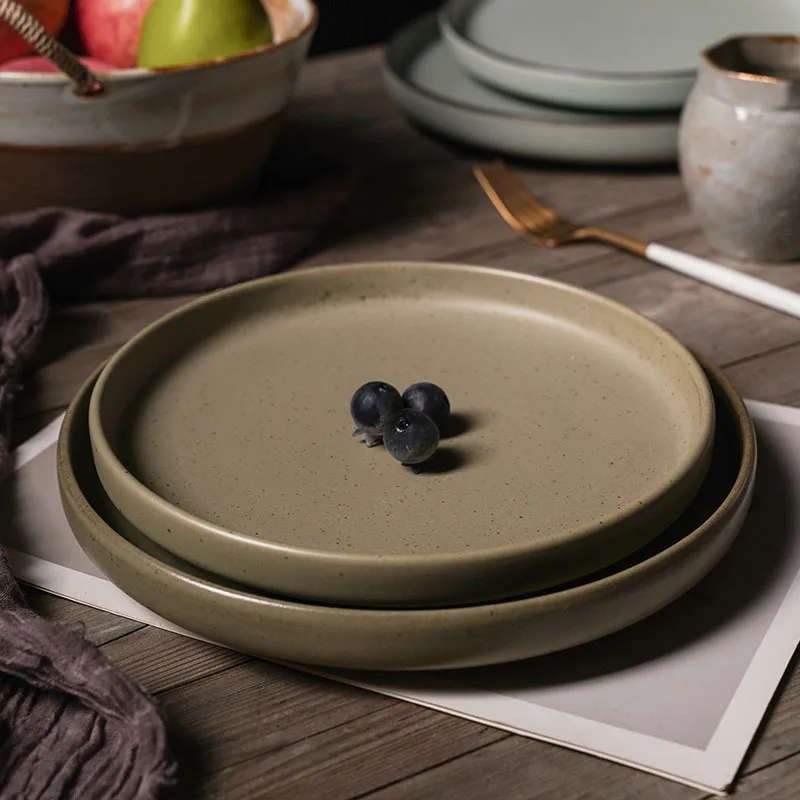 Nordic Ceramic Dinner Plate 9 Inch Ins Style Round Thick Steak Pasta Breakfast Dish