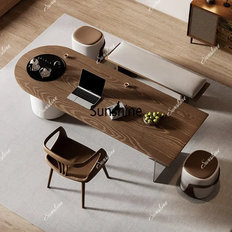 Solid wood tea table desk integrated dual-purpose tea room reception tea tableTJ