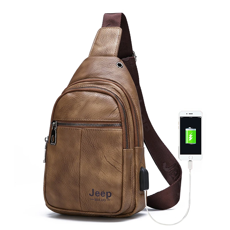 Luxusmarke Känguruleder Herren Brusttasche Reise Wandern Umhängetasche Herren Messenger Bag Leder Brusttasche Sling Bag – Detail 7