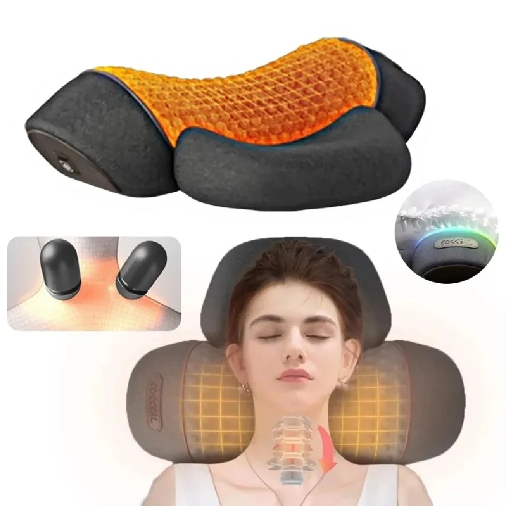 Electric Neck Massager Cervical Pillow Hot Compress Neck Stretch Heating Vibration Neck Shoulder Massage Pillow Back Traction - view 2