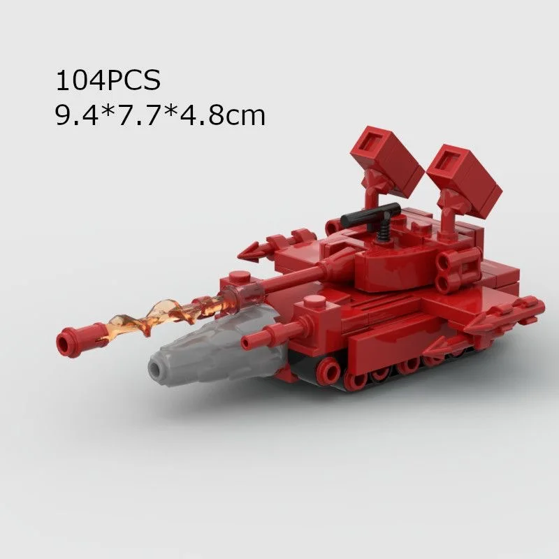 Tanque de lobo rojo, edición mejorada de potencia de fuego completa, bloques de construcción MOC, serie militar, modelo de construcción, juguete para niños, regalo de vacaciones