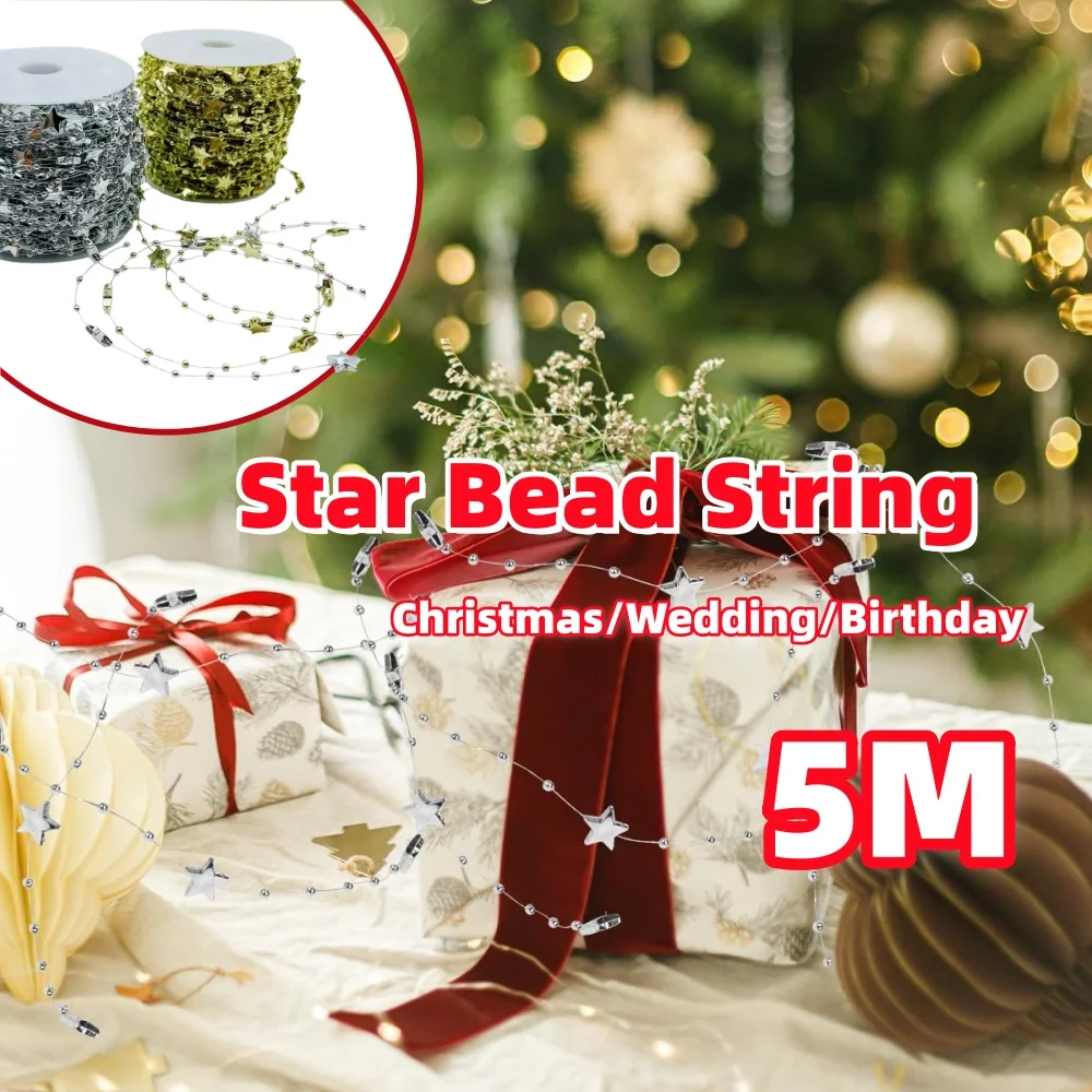 

5m Christmas Tree Beads Trim Garland Decor Christmas Tree Garland Supplies For Christmas Wedding Birthday Holiday DIY Decoration
