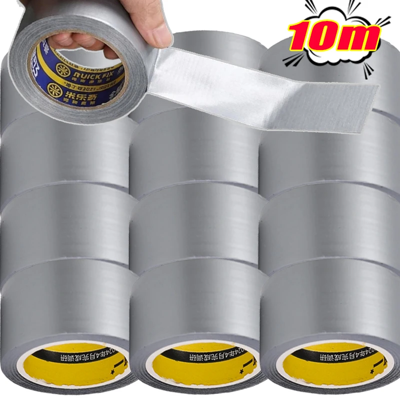 10m Black White Thick Industrial Tape Waterproof/Windproof Silver Single-Sided Wea -Resistant for Repair & Bundle Car Stickers