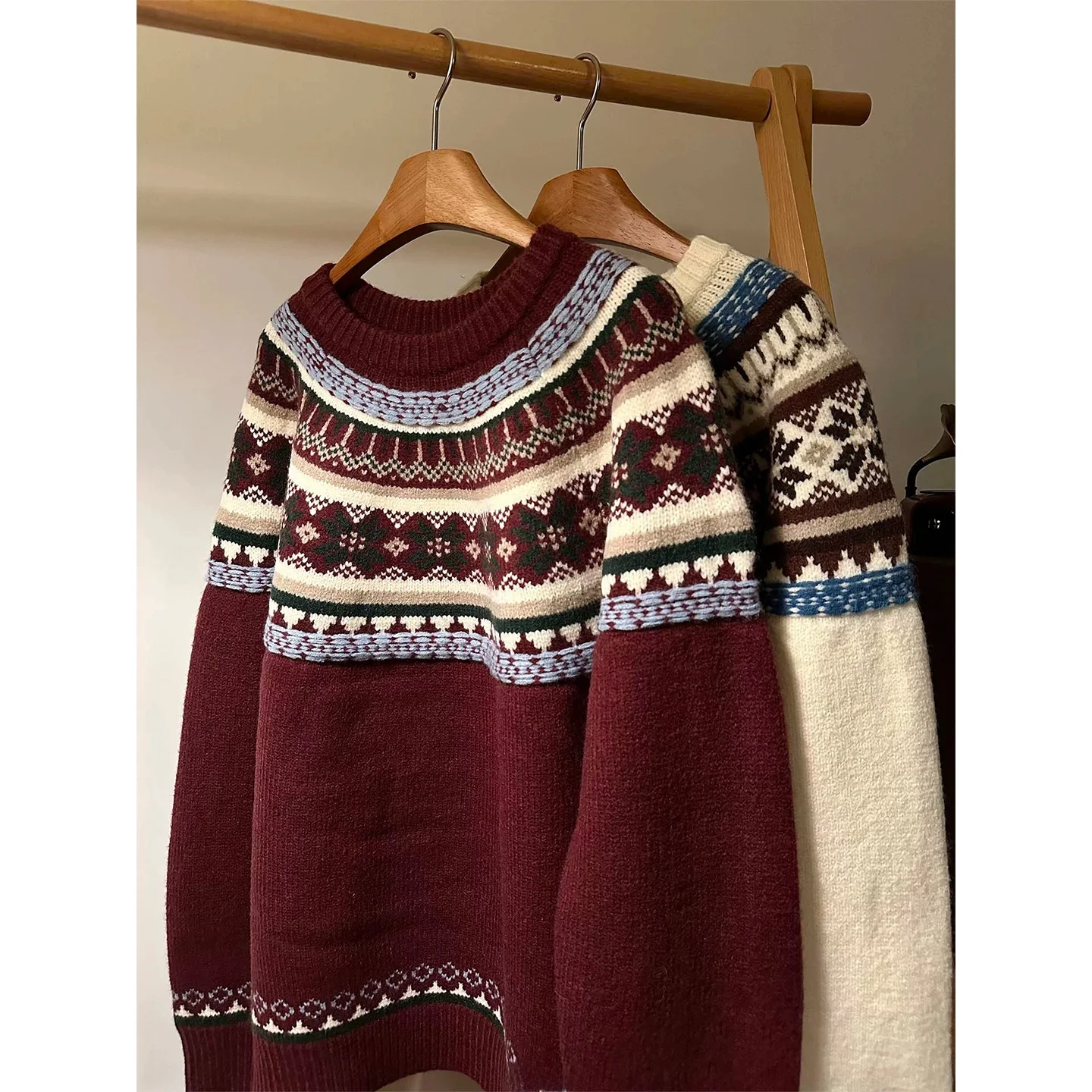 

Nordic Thiened Sweater Men's Lazy Retro American Autumn Winter Aosphere Couple New Year Knitted irt Spring Casual Long ...