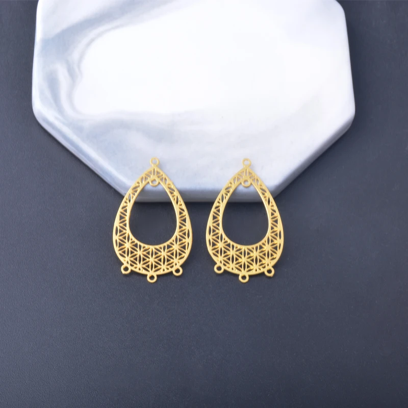 10 Stück Filigran-Schmuckverbinder aus Edelstahl, geometrischer Wassertropfen-Ohranhänger, DIY-Schmuck-Ohrring-Zubehör – Detail 9