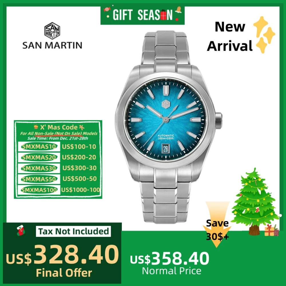 

San Martin 36/39/42mm JianZhan Watches For Men GADA Miyota 9015 Automatic Wristwatch BGW-X1 Swim Waterproof Relojes SN0144GS/X/L