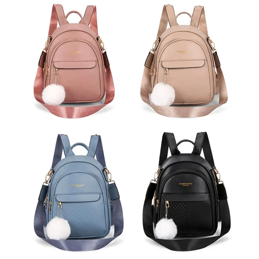 PU Leather Small Square Backpack Simple Ins PU Casual Schoolbags Light Luxury Large Capacity Mini Bags Women