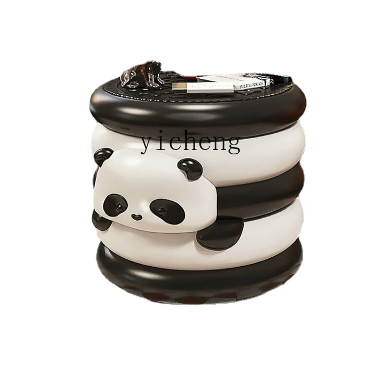 

Zk Panda Floor Big Decorations Living Room Creative TV Cabinet Sofa Side Table Cream Style