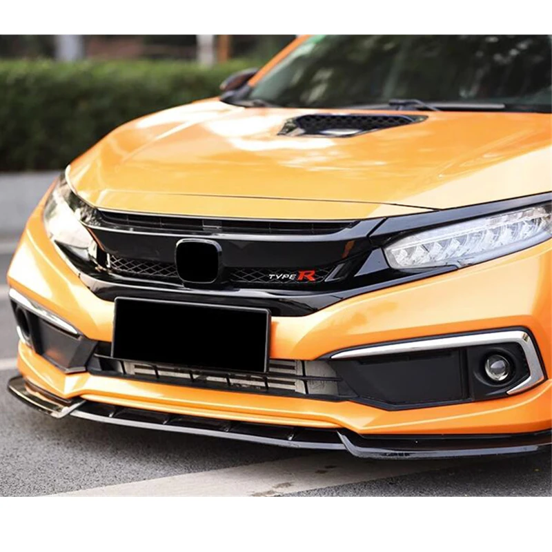 

Type-R для Honda Civic 2019 2020, гоночная решетка из АБС-пластика, передний бампер, решетка, сплиттер, декоративная крышка, аксессуары, комплект кузова