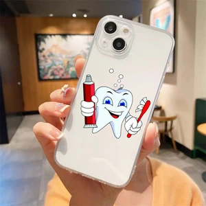 Weich transparent, wenn luxuriöses Telefon vom Telefon zum iPhone, schöne Zahnarztzahn, iPhone 15, 14, 13, 12, 11 Pro Max, XS, X, XR, 7, 8 weitere 11 Hauptverkäufe iPhone -Zahnabdeckungen - №2