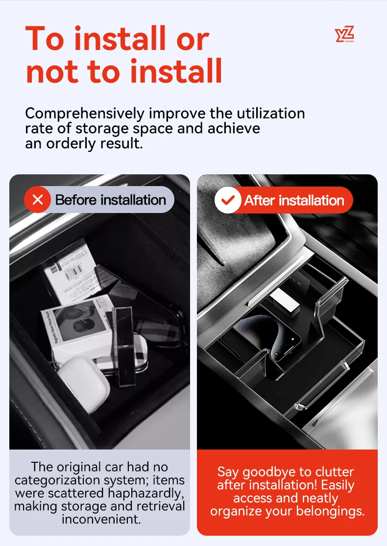 YZ Für Tesla Model 3 Y YL Highland Juniper 2025 2026 Mittelkonsolen-Organizer Doppelschichtiger Versteckter Aufbewahrungsbox TPE Silikonmatte – Detail 2