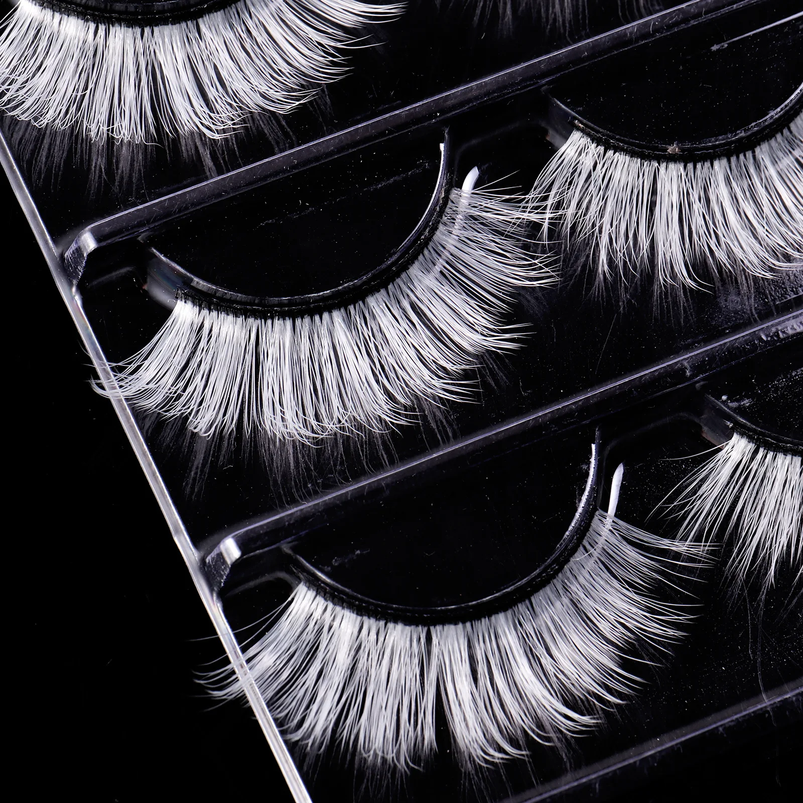 White False Eyelashes 3 Pairs Fluffy Wispy Cosplay Lashes Reusable Dramatic Fake Lashes for Anime Party Halloween