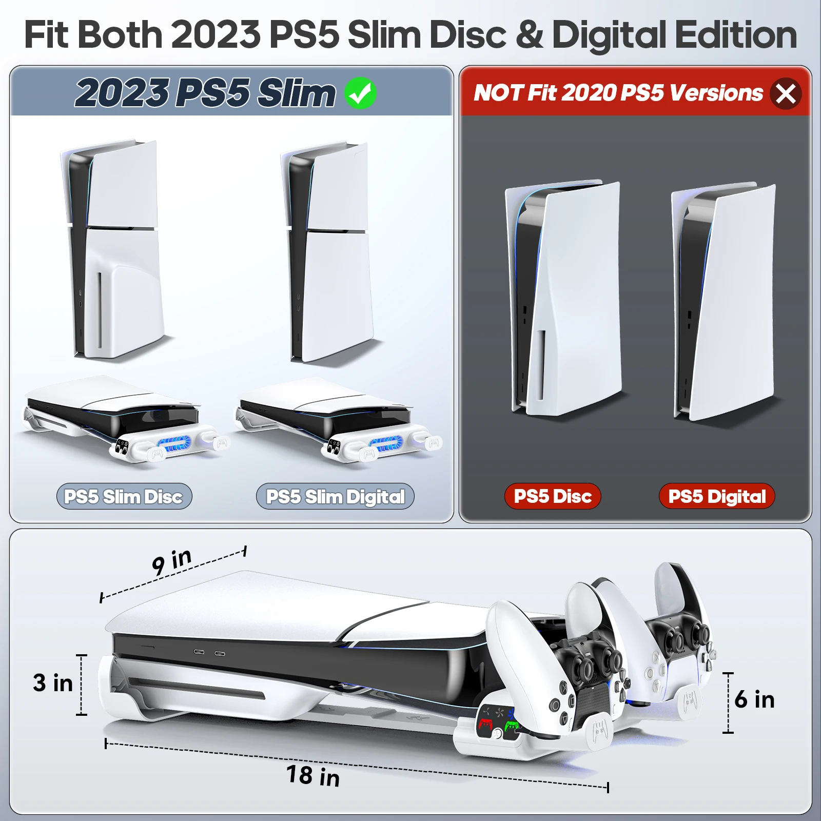 Imagem -02 - Horizontal Cooling Stand para Ps5 Slim Console Carregador Controlador Playstation Disc Edição Digital