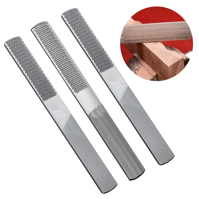 3pcs Multi-function 4 IN 1 Steel File Double Sided Wood Carving Rasp Flat Half Round Metal Files Woodworking Rasp Hand Tools