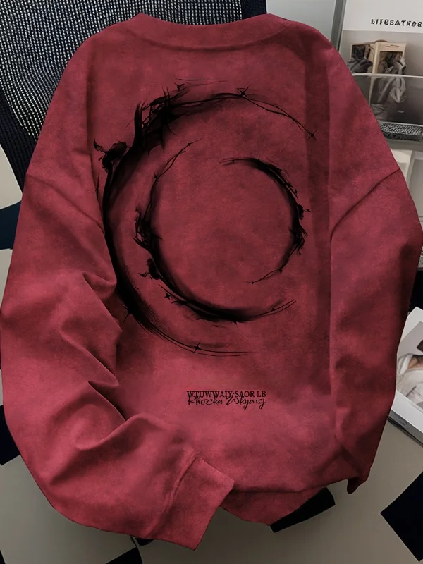 

Loose ex round Ne Tie Dye Sweatirt Autumn Winter Casual Comfortable Big Size Youth Faion Printed Long Sve T-irt