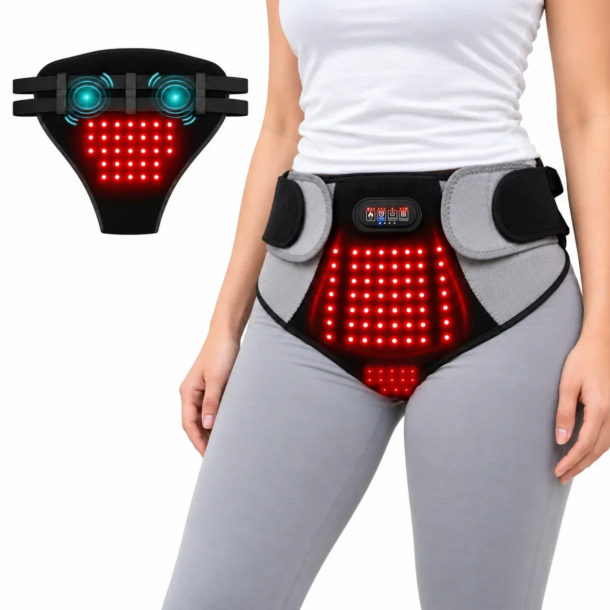 Red Light Hip Heating Wrap 3 Heat Levels 3 Massage Modes 3 Timer Settings Wearable Support Menstrual Discomfort Lower Back Pain