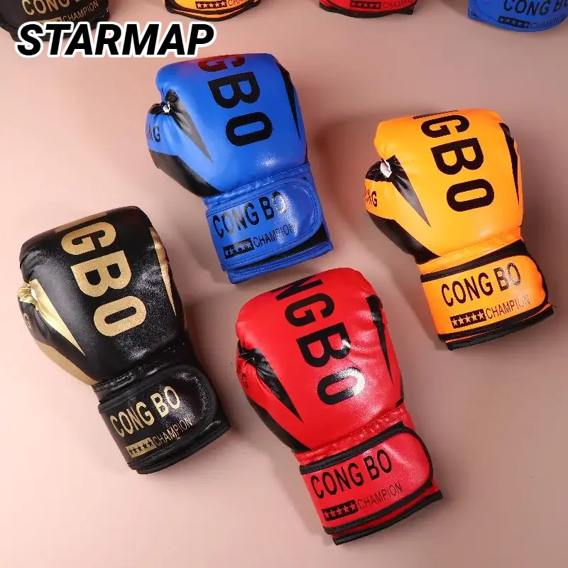 1Pair Pu Leather Breathable Muay Thai Mma Punching Karate Training Gloves 6Oz Boxing Sparring Profession Kickboxing Adults