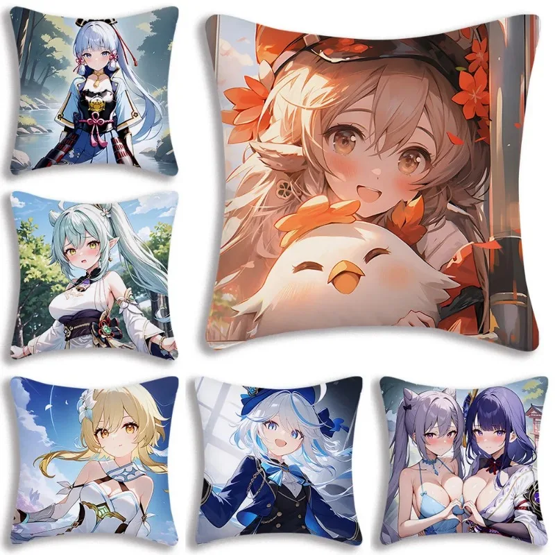 Anime  G-Genshin Impacts Kawaii Pillow Covers Cartoon Sofa Decorative Home  Printing  Cute Cushion Cover