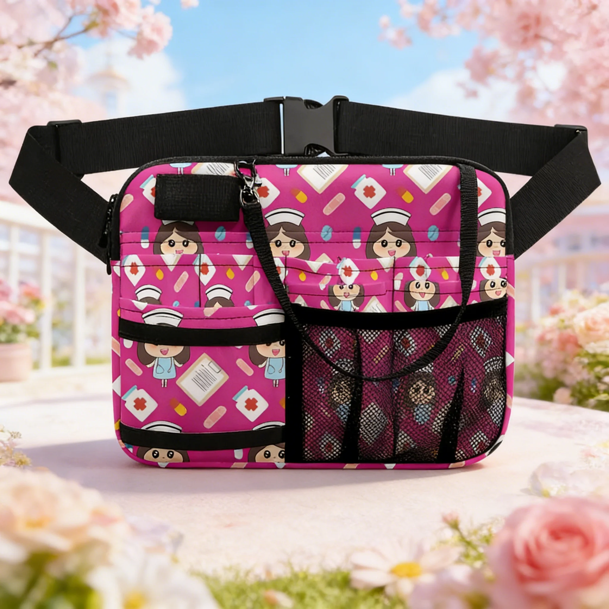 cartoon-nurse-fanny-pack-multi-compartment-waist-bag-waterproof-pouch-for-scissors-gloves-medical-tools