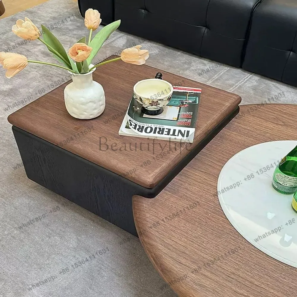 YJ Mid-Century Modern Coffee Table for Living Room, Walnut Small Space Simple Design 2025 New